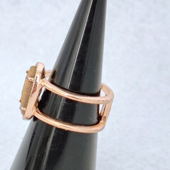 Kendra Scott Brown Rose Gold Tone Drusy Double Band Elyse Ring Size  7 - Picture 2 of 7